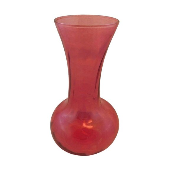 VINTAGE INDIANA GLASS COMPANY CRANBERRY ILLUSIONS VASE - Picture 1 of 5
